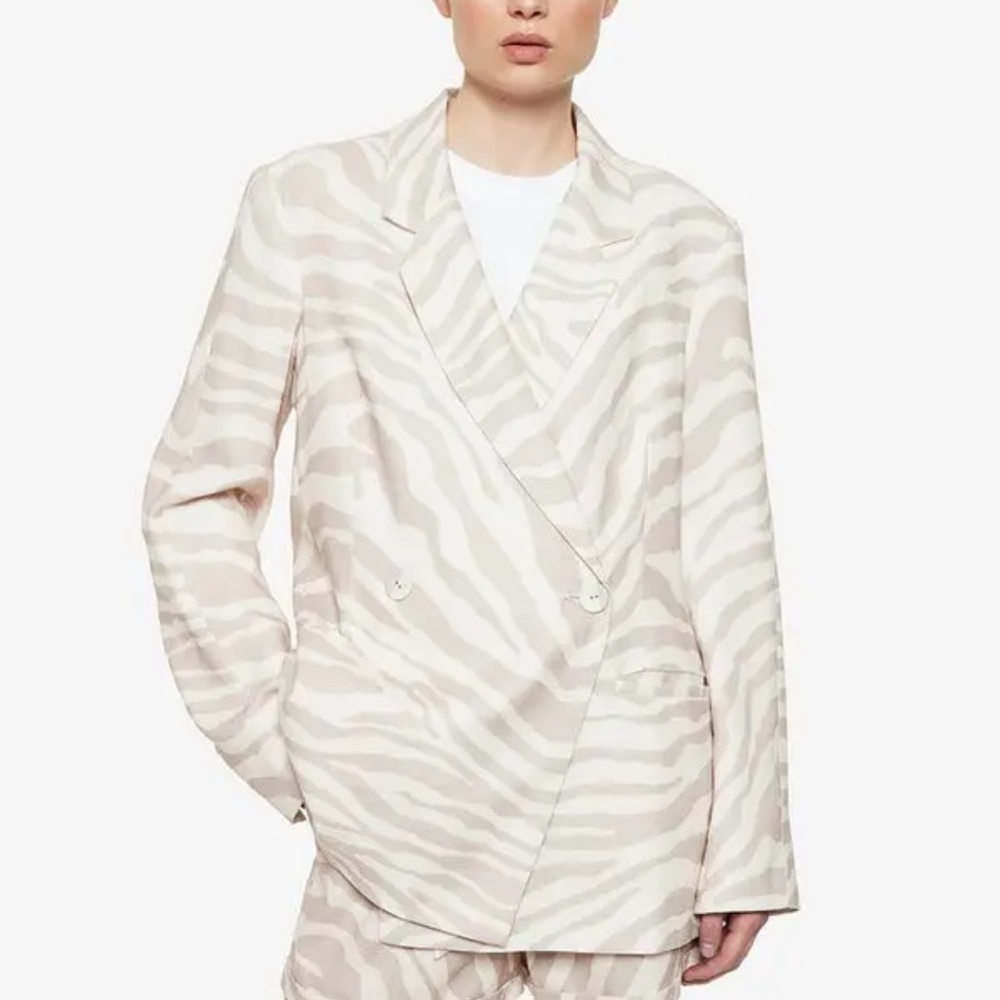 NWOT Anine Bing Kaia Blazer In Sand Zebra - Picture 2 of 5